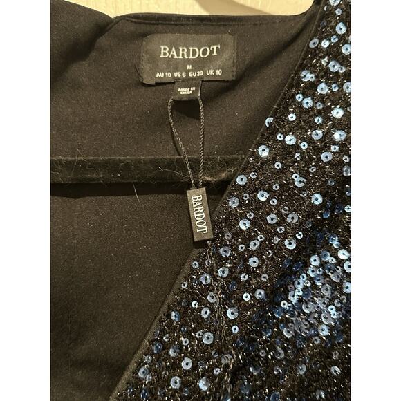 Bardot Blue Sequin Wrap Dress - Size M - NWT - Picture 4 of 9